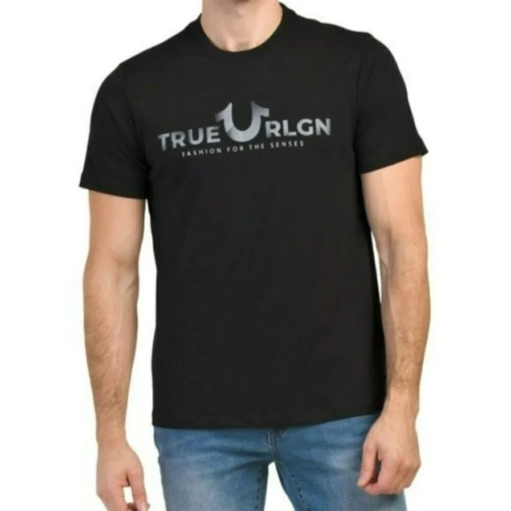 NWT True Religion Graphic Logo Print Foil Crew Neck T-Shirt